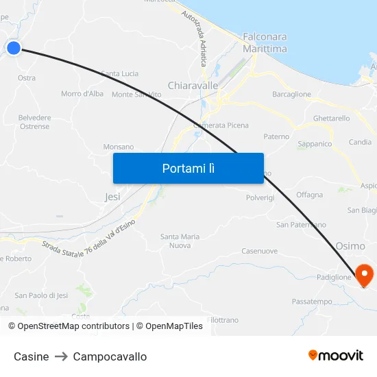 Casine to Campocavallo map