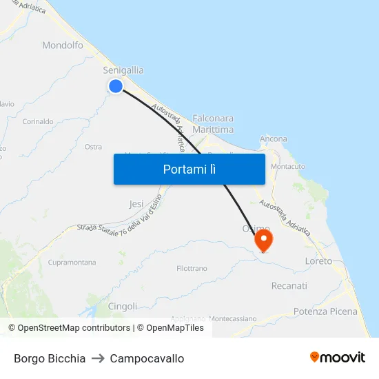 Borgo Bicchia to Campocavallo map