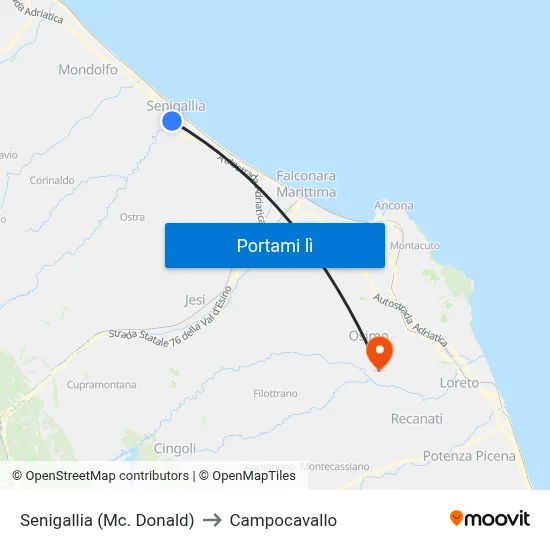 Senigallia (Mc. Donald) to Campocavallo map