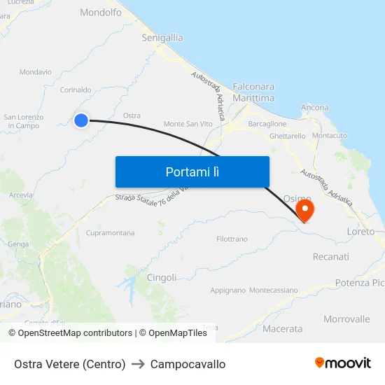 Ostra Vetere (Centro) to Campocavallo map