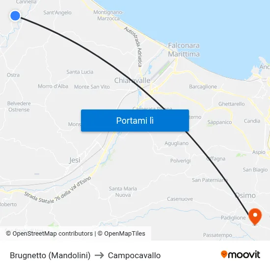 Brugnetto  (Mandolini) to Campocavallo map