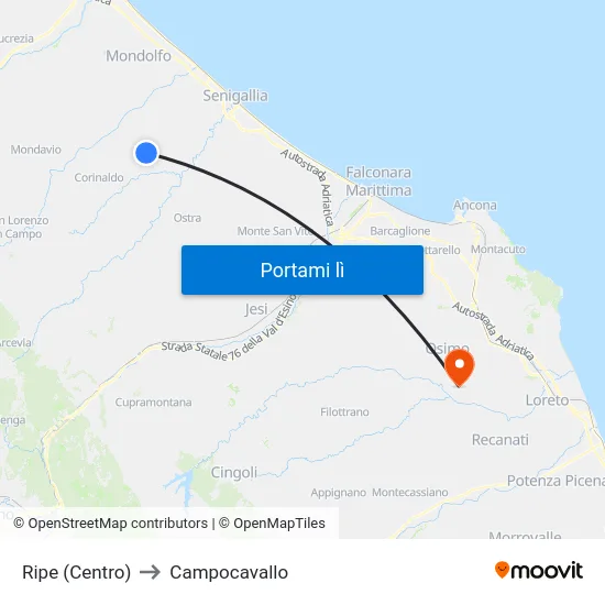 Ripe (Centro) to Campocavallo map