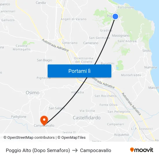 Poggio Alto (Dopo Semaforo) to Campocavallo map