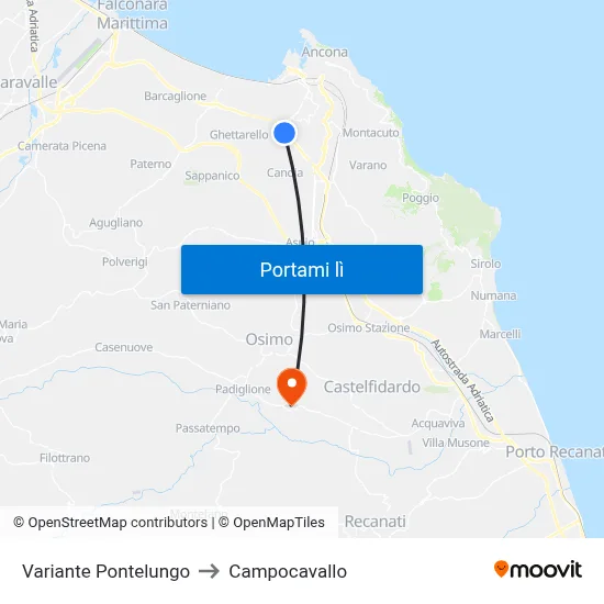 Variante Pontelungo to Campocavallo map