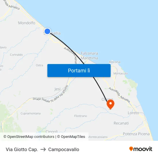 Via Giotto Cap. to Campocavallo map