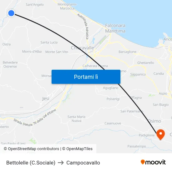 Bettolelle (C.Sociale) to Campocavallo map