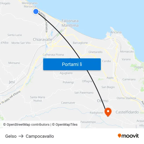 Gelso to Campocavallo map