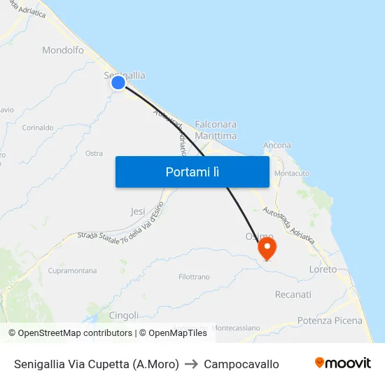 Senigallia Via Cupetta (A.Moro) to Campocavallo map