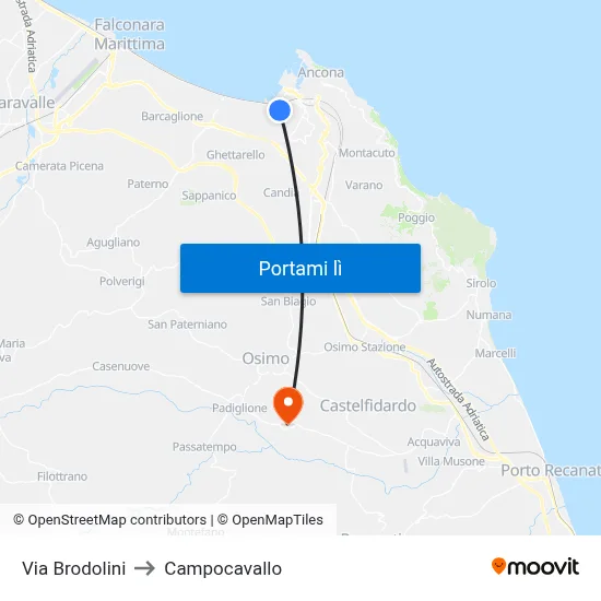 Via Brodolini to Campocavallo map