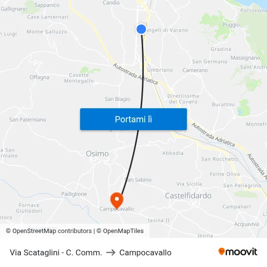 Via Scataglini - C. Comm. to Campocavallo map