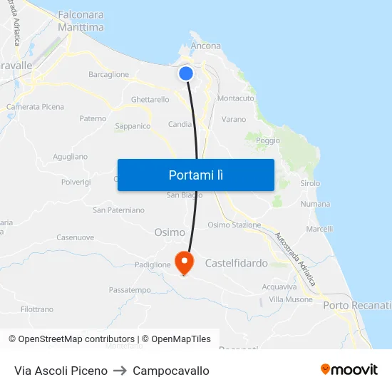 Via Ascoli Piceno to Campocavallo map