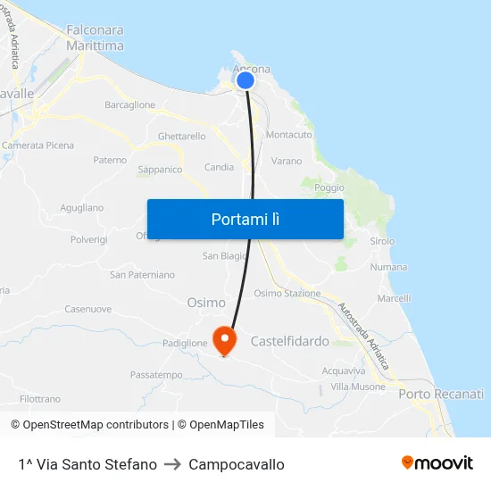 1^ Via Santo Stefano to Campocavallo map