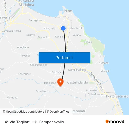 4^ Via Togliatti to Campocavallo map