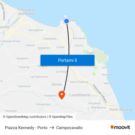 Piazza Kennedy - Porto to Campocavallo map