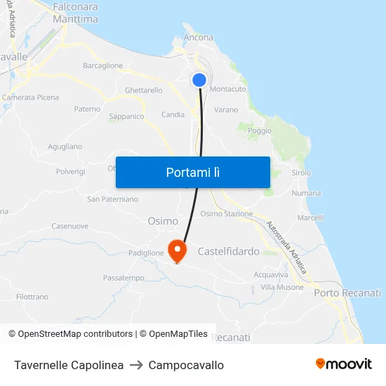 Tavernelle Capolinea to Campocavallo map