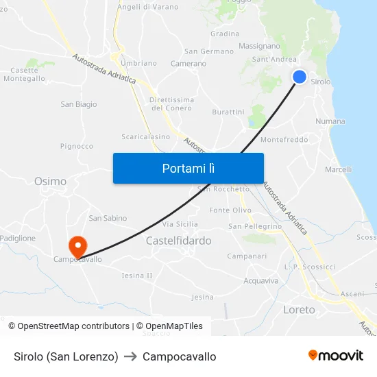 Sirolo (San Lorenzo) to Campocavallo map