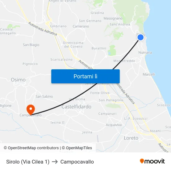 Sirolo (Via Cilea 1) to Campocavallo map