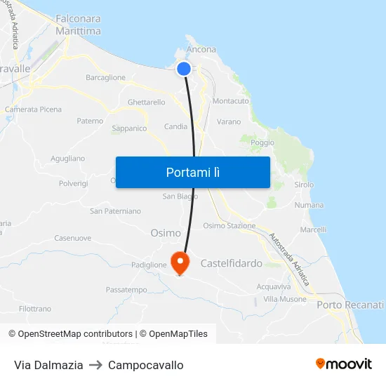 Via Dalmazia to Campocavallo map