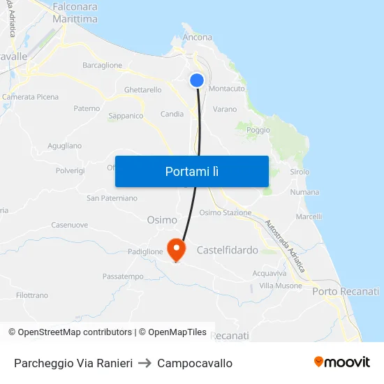 Parcheggio Via Ranieri to Campocavallo map