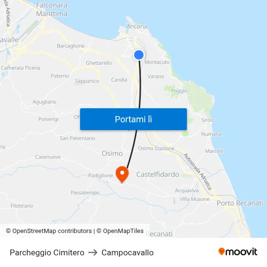 Parcheggio Cimitero to Campocavallo map
