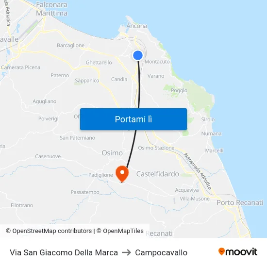 Via San Giacomo Della Marca to Campocavallo map