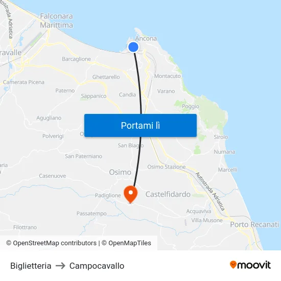 Biglietteria to Campocavallo map