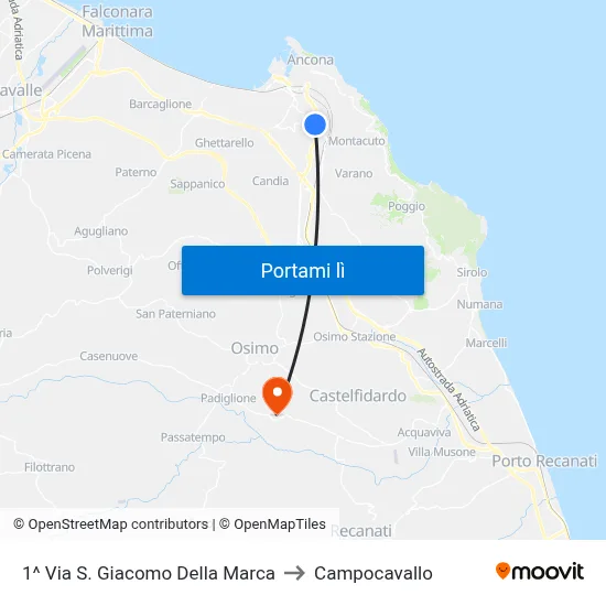 1^ Via S. Giacomo Della Marca to Campocavallo map