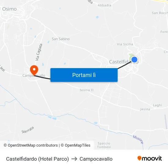 Castelfidardo (Hotel Parco) to Campocavallo map
