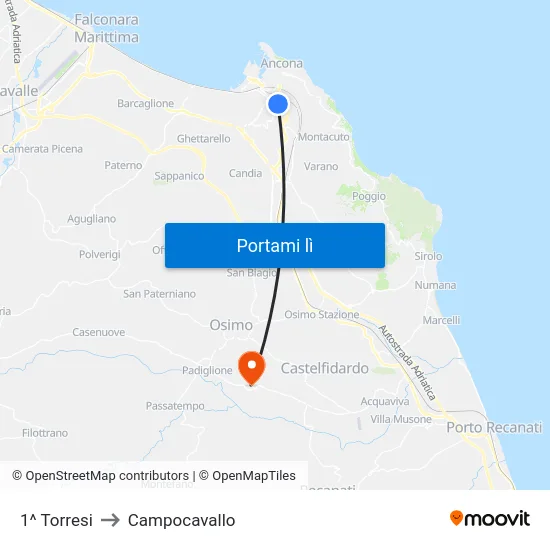 1^ Torresi to Campocavallo map