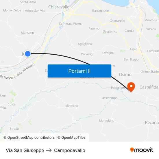 Via San Giuseppe to Campocavallo map