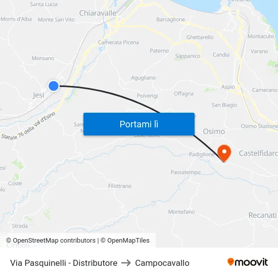Via Pasquinelli - Distributore to Campocavallo map