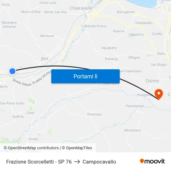 Frazione Scorcelletti - SP 76 to Campocavallo map