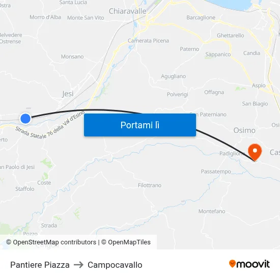Pantiere Piazza to Campocavallo map