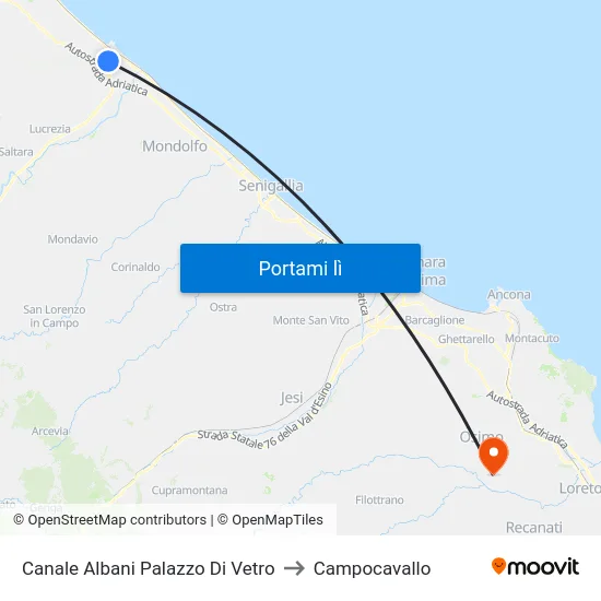 Canale Albani  Palazzo Di Vetro to Campocavallo map