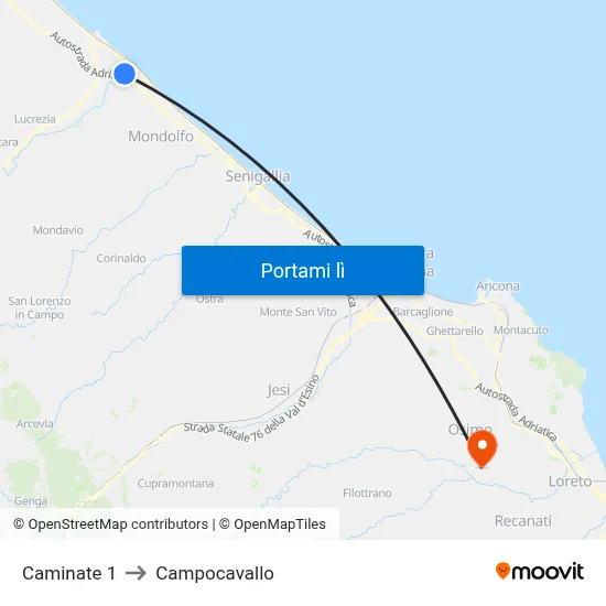 Caminate 1 to Campocavallo map