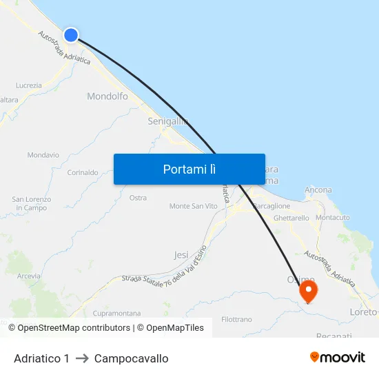 Adriatico 1 to Campocavallo map