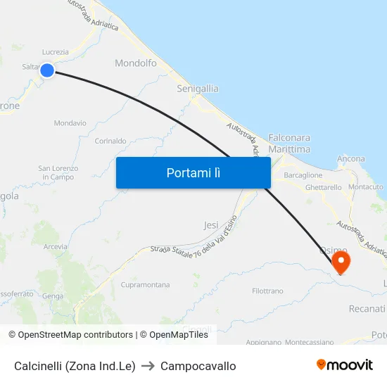Calcinelli (Zona Ind.Le) to Campocavallo map