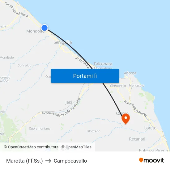 Marotta (Ff.Ss.) to Campocavallo map