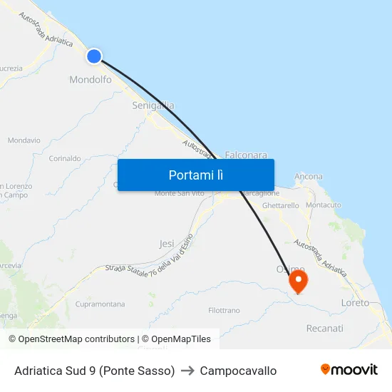 Adriatica Sud 9 (Ponte Sasso) to Campocavallo map