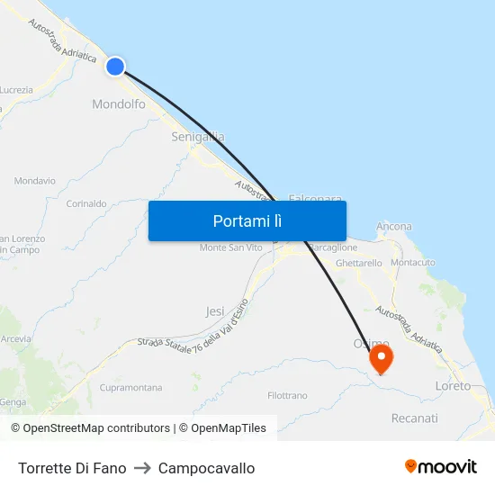Torrette Di Fano to Campocavallo map