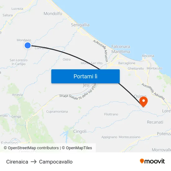 Cirenaica to Campocavallo map