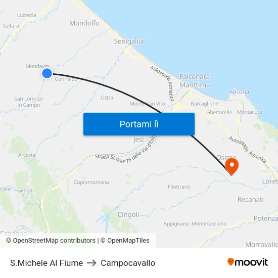 S.Michele Al Fiume to Campocavallo map