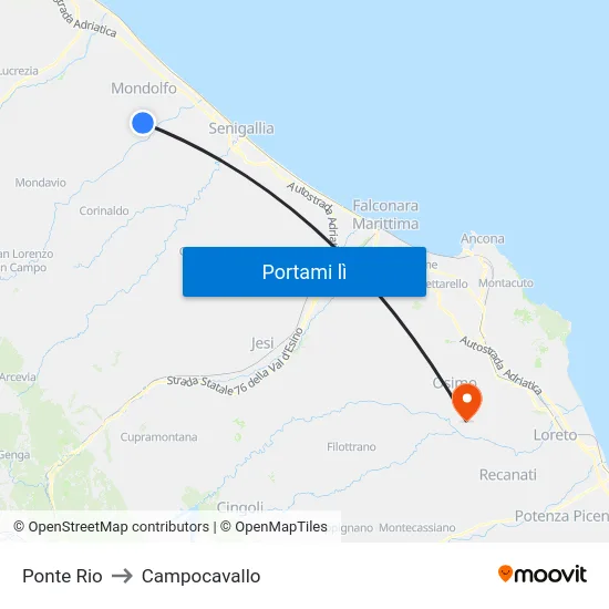 Ponte Rio to Campocavallo map