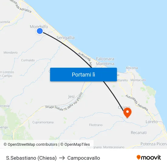 S.Sebastiano (Chiesa) to Campocavallo map
