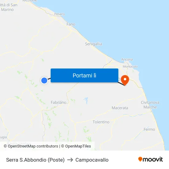 Serra S.Abbondio (Poste) to Campocavallo map