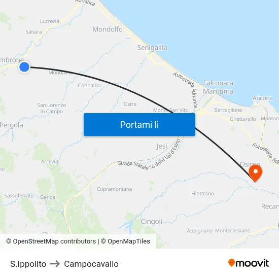 S.Ippolito to Campocavallo map