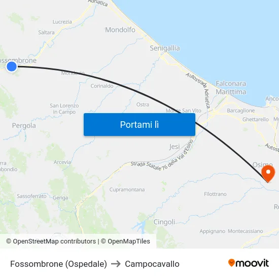 Fossombrone (Ospedale) to Campocavallo map
