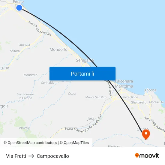 Via Fratti to Campocavallo map
