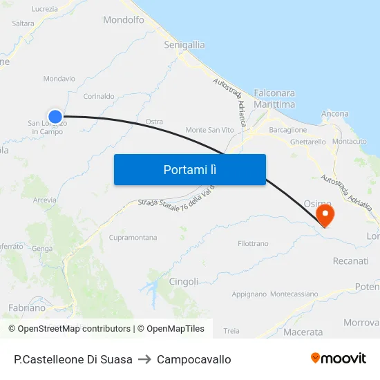P.Castelleone Di Suasa to Campocavallo map