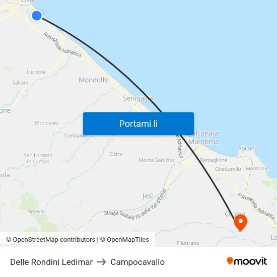 Delle Rondini Ledimar to Campocavallo map
